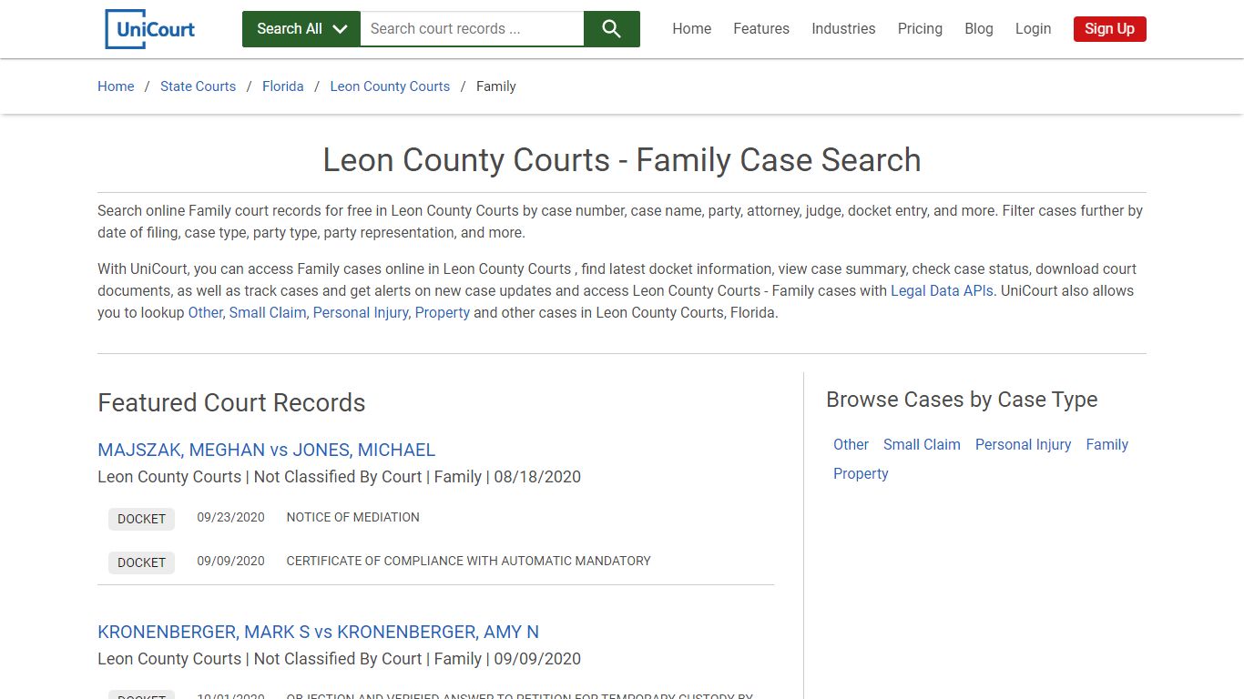 Family Case Search - Leon County Courts, Florida